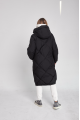 Black long women's down jacket with natural filler