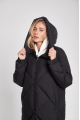 Black long women's down jacket with natural filler