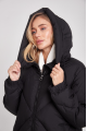 Black long women's down jacket with natural filler