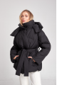 Short black down jacket with natural filling