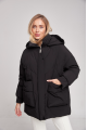 Women's short black down jacket in OVERSIZE style with natural filler