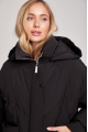 Women's short black down jacket in OVERSIZE style with natural filler