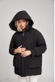 Women's short black down jacket in OVERSIZE style with natural filler