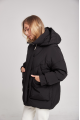 Women's short black down jacket in OVERSIZE style with natural filler