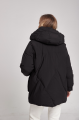 Women's short black down jacket in OVERSIZE style with natural filler