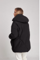 Women's short black down jacket in OVERSIZE style with natural filler