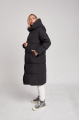 Long black women's down jacket with natural filling