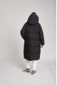 Long black women's down jacket with natural filling