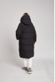 Long black women's down jacket with natural filling