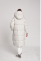 Long white women's down jacket with natural filling