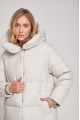 Long white women's down jacket with natural filling