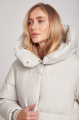 Long white women's down jacket with natural filling