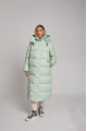 Long women's down jacket ADD in mint color with natural filling