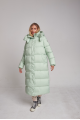 Long women's down jacket ADD in mint color with natural filling