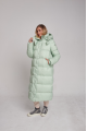 Long women's down jacket ADD in mint color with natural filling