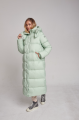 Long women's down jacket ADD in mint color with natural filling