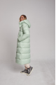 Long women's down jacket ADD in mint color with natural filling