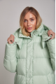 Long women's down jacket ADD in mint color with natural filling