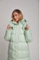 Long women's down jacket ADD in mint color with natural filling