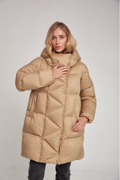 ADD caramel colored down jacket