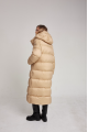 Long women's down jacket ADD in caramel color with natural filler