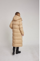 Long women's down jacket ADD in caramel color with natural filler