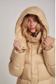 Long women's down jacket ADD in caramel color with natural filler