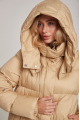 Long women's down jacket ADD in caramel color with natural filler