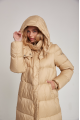 Long women's down jacket ADD in caramel color with natural filler