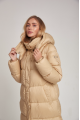 Long women's down jacket ADD in caramel color with natural filler