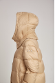 Long women's down jacket ADD in caramel color with natural filler