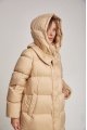 Long women's down jacket ADD in caramel color with natural filler