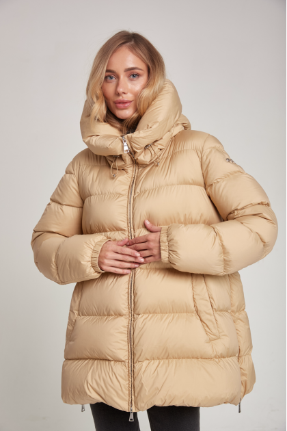 ADD caramel-colored down jacket