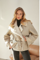 Women's vintage sheepskin coat made of natural white sheepskin