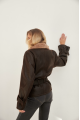 Stylish sheepskin coat made of chocolate-colored natural sheepskin in VINTAGE style