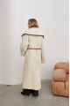 Women's long sheepskin coat made of white natural sheepskin