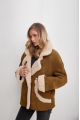 A stylish olive-colored sheepskin coat made of natural sheepskin