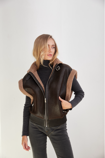 Vintage sheepskin coat-vest
