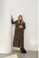 Stylish sheepskin coat made of natural gray sheepskin in VINTAGE style