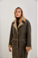 Stylish sheepskin coat made of natural gray sheepskin in VINTAGE style