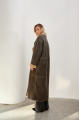 Stylish sheepskin coat made of natural gray sheepskin in VINTAGE style