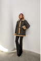 Stylish vintage sheepskin coat of gray color made of natural sheepskin