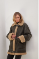 Stylish vintage sheepskin coat of gray color made of natural sheepskin