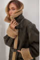 Stylish vintage sheepskin coat of gray color made of natural sheepskin