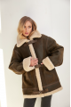 Stylish brown sheepskin coat made of natural sheepskin in VINTAGE style