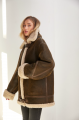 Stylish brown sheepskin coat made of natural sheepskin in VINTAGE style