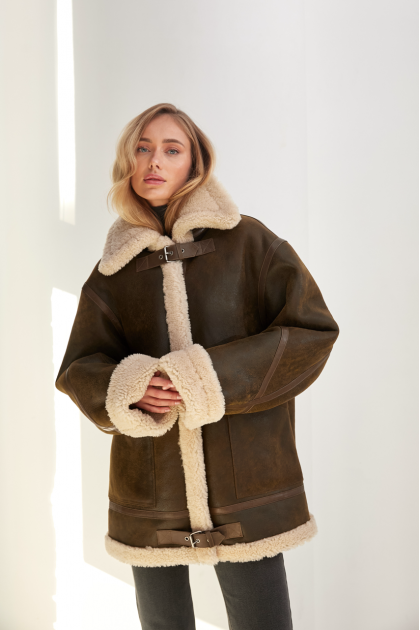 Vintage brown sheepskin coat