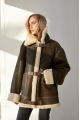 Stylish brown sheepskin coat made of natural sheepskin in VINTAGE style