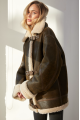 Stylish brown sheepskin coat made of natural sheepskin in VINTAGE style