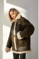 Stylish brown sheepskin coat made of natural sheepskin in VINTAGE style